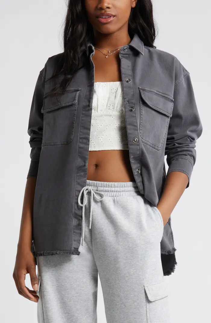 BP. Frayed Oversize Twill Workwear Shirt | Nordstrom | Nordstrom