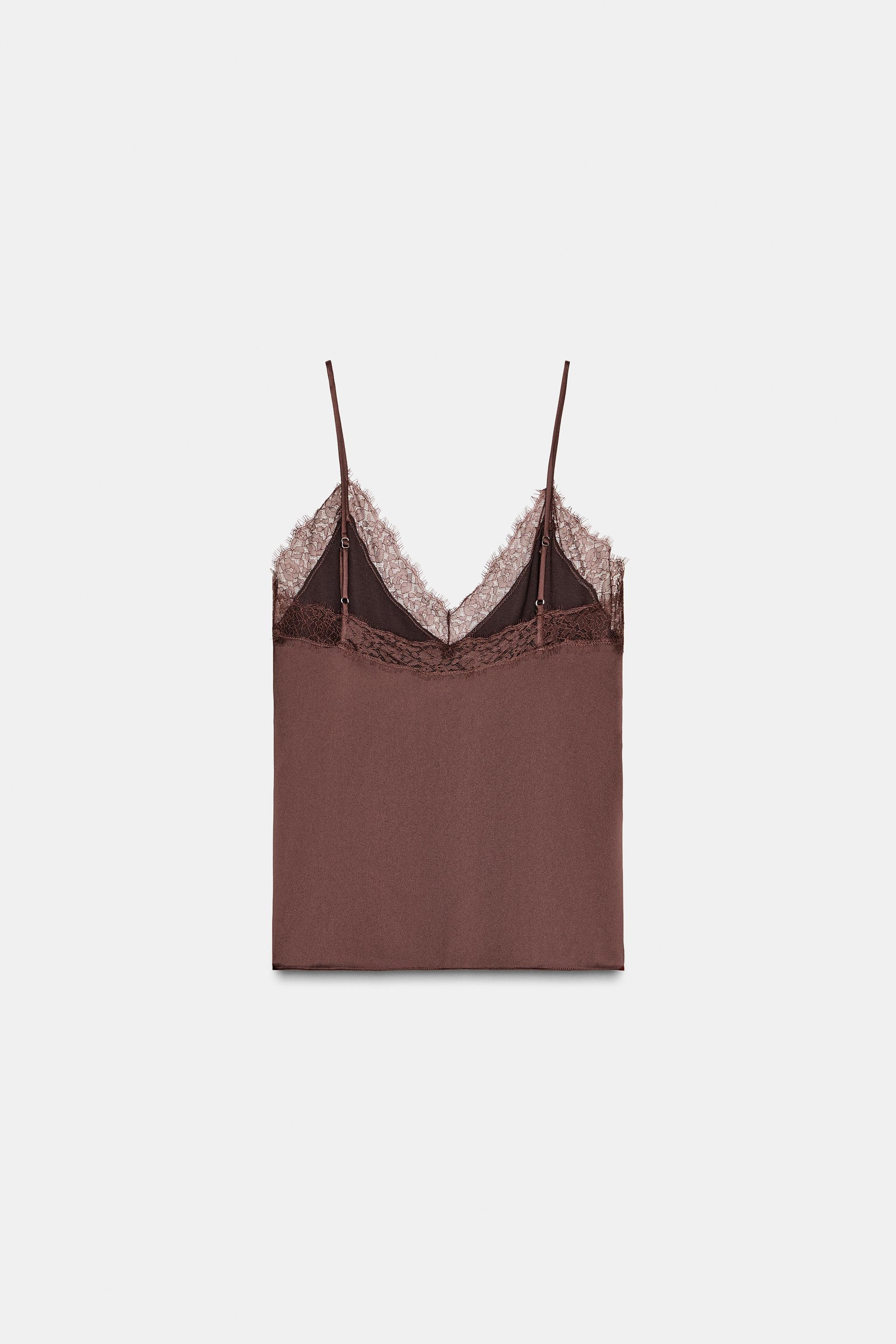 SATIN EFFECT LACE TOP | Zara US