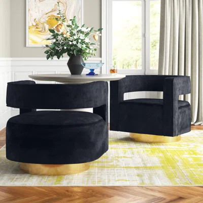 Aysha 74.93Cm Wide Velvet Swivel Barrel Chair | Wayfair North America