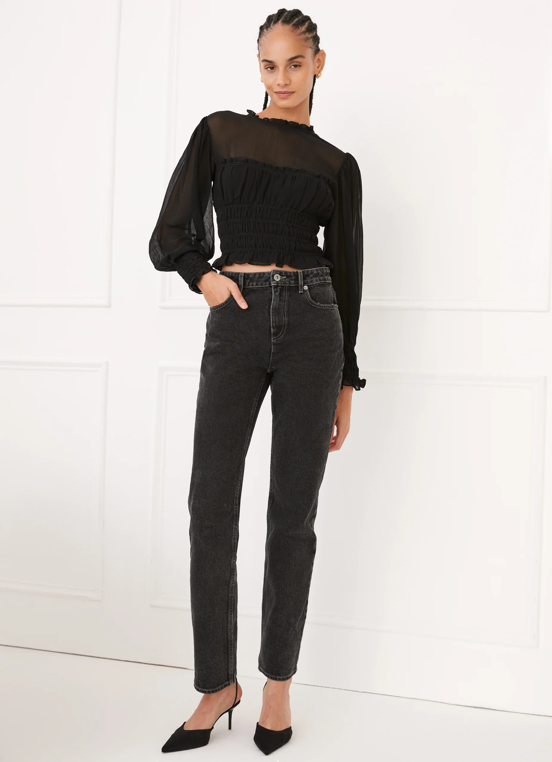 High Waisted Denim Pants | Something Navy