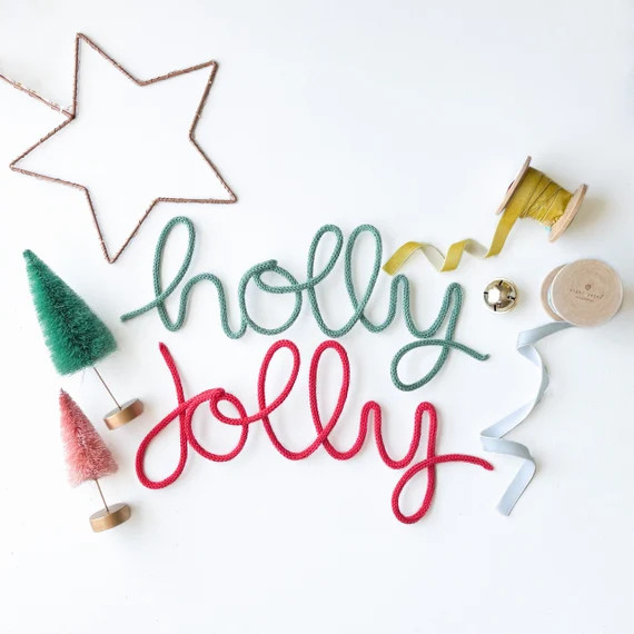 Holly Jolly Christmas Sign Modern Boho Christmas Wall Decor - Etsy | Etsy (US)