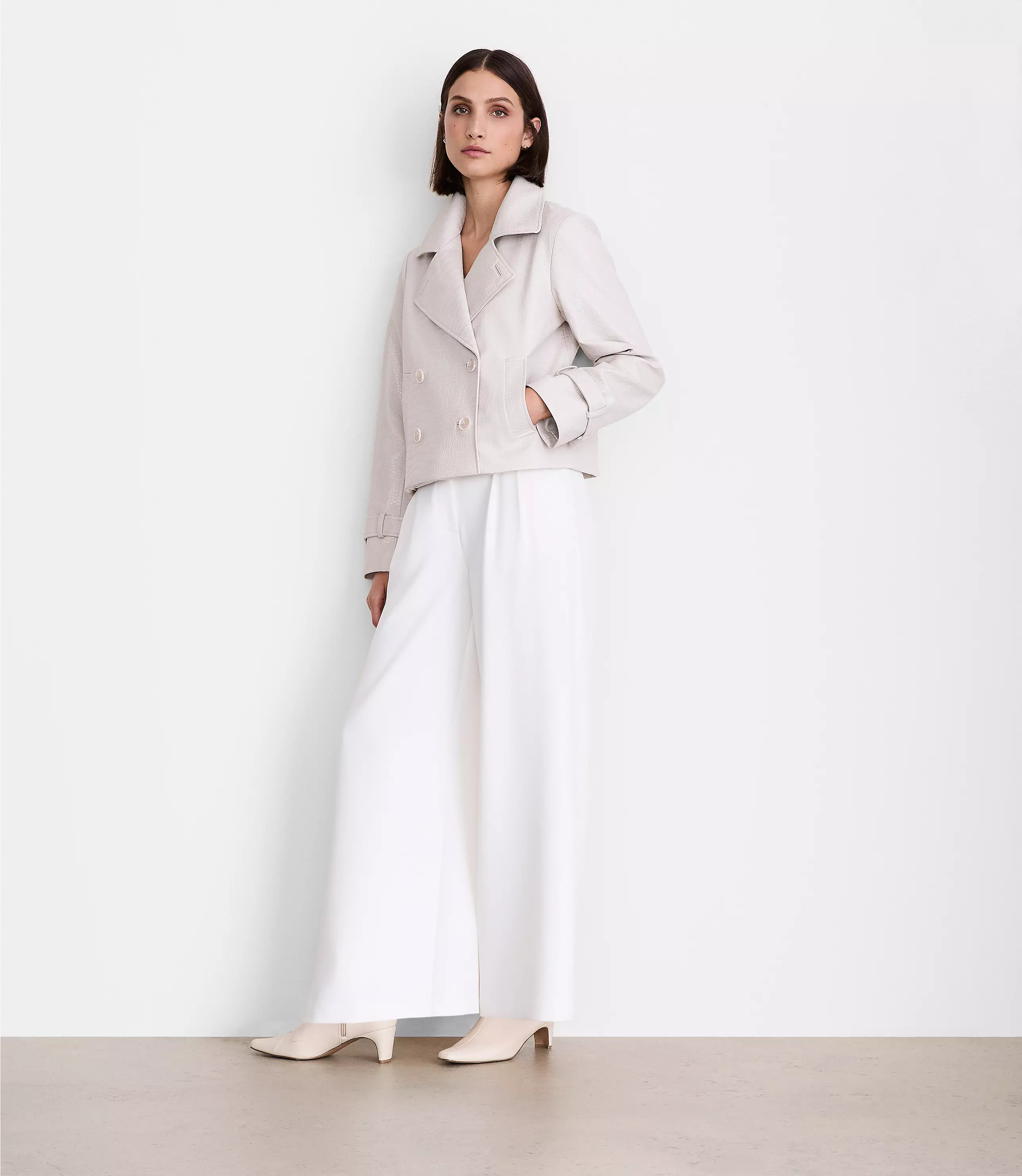 LOFT Versa Embossed Faux Leather Trench Coat | LOFT