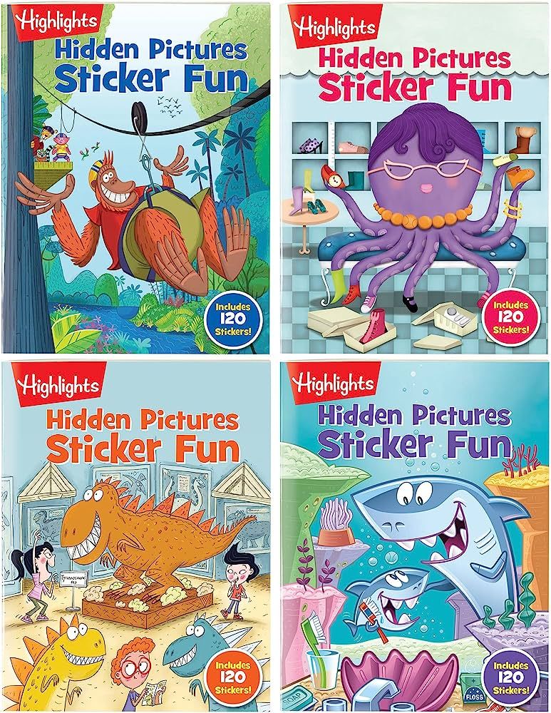 Highlights Hidden Pictures Sticker Fun Sticker Books for Kids Ages 3-6, 4-Pack of Sticker Books, ... | Amazon (US)