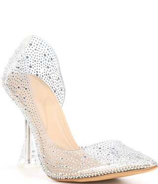 Valera Rhinestone Clear Pointed Toe D'Orsay Pumps | Dillard's