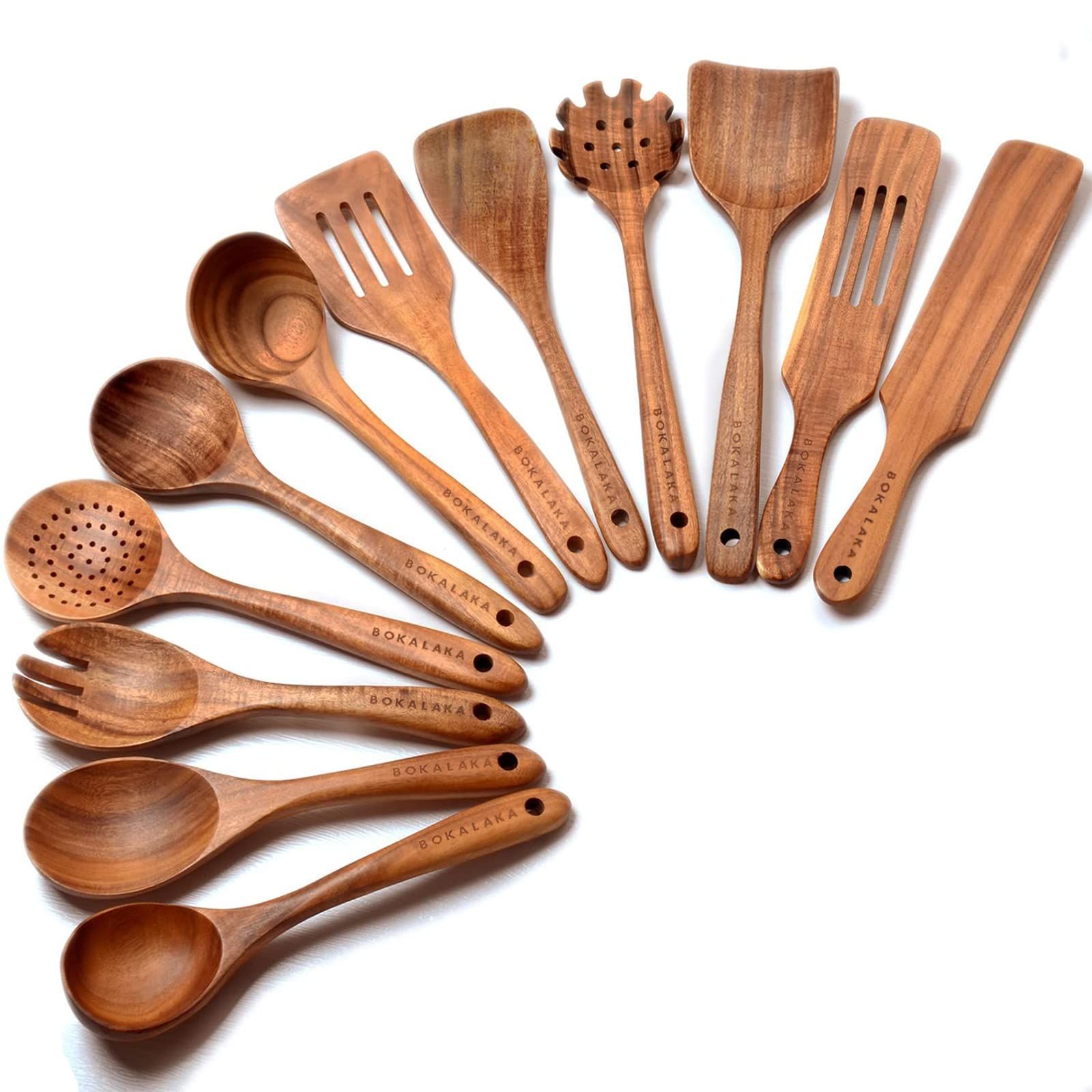 Wooden Spoons for Cooking,12 Pack Wooden Utensils for Cooking Wooden Kitchen Utensils Set Wooden ... | Amazon (US)