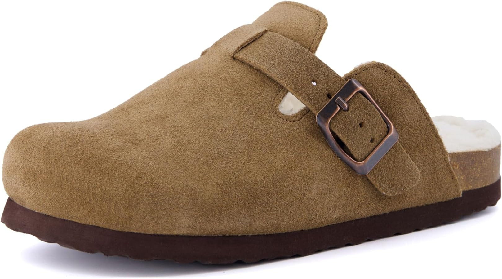 CUSHIONAIRE Kid's Hana Cork footbed clog with Genuine Leather upper, Faux Fur lining, and +Comfor... | Amazon (US)