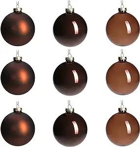 DN DECONATION Brown Glass Christmas Ball Ornaments, 3.15” Hanging Christmas Baubles for Xmas Tr... | Amazon (US)