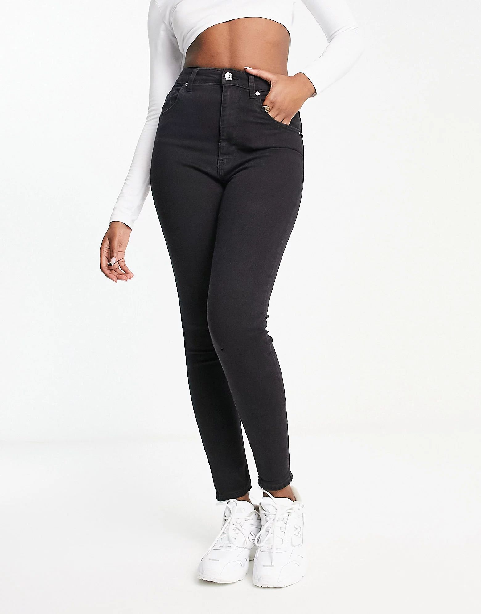 Bershka high waist skinny jean in black | ASOS (Global)