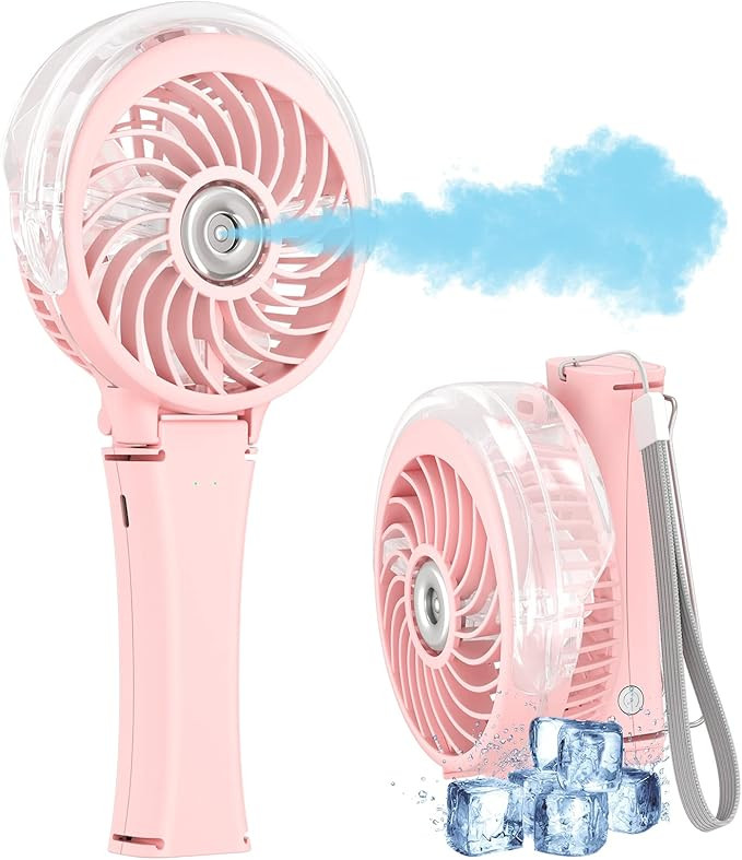 HandFan 2024 Upgraded Portable Misting Fan, 34ml Handheld Personal Mister Fan Rechargeable, Batte... | Amazon (US)