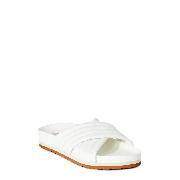 Time and Tru Women's Quilted Crossband Footbed Slide Sandals | Walmart (US)
