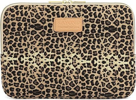 Kayond KY-03 Canvas Fabric 12.5 Inch Laptops sleeve - Brown Leopard Print | Amazon (US)