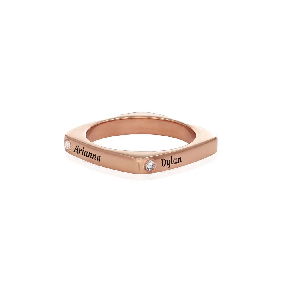 Iris Custom Diamond Square Ring in 18k Rose Gold Vermeil | MYKA