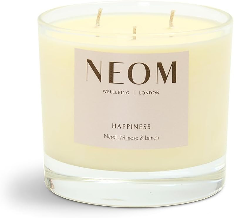 Neom- Happiness Scented Candle, 3 Wick | Essential Oil Aromatherapy Candle | Neroli, Mimosa & Lem... | Amazon (UK)