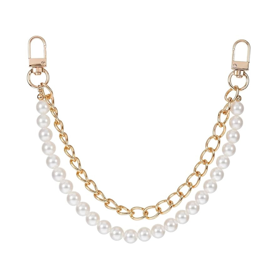 Lnngub Pearl Purse Chain,Gold Purse Chains for Handbags Pearl Bag Charm Bag Chain Charm Short Han... | Amazon (US)