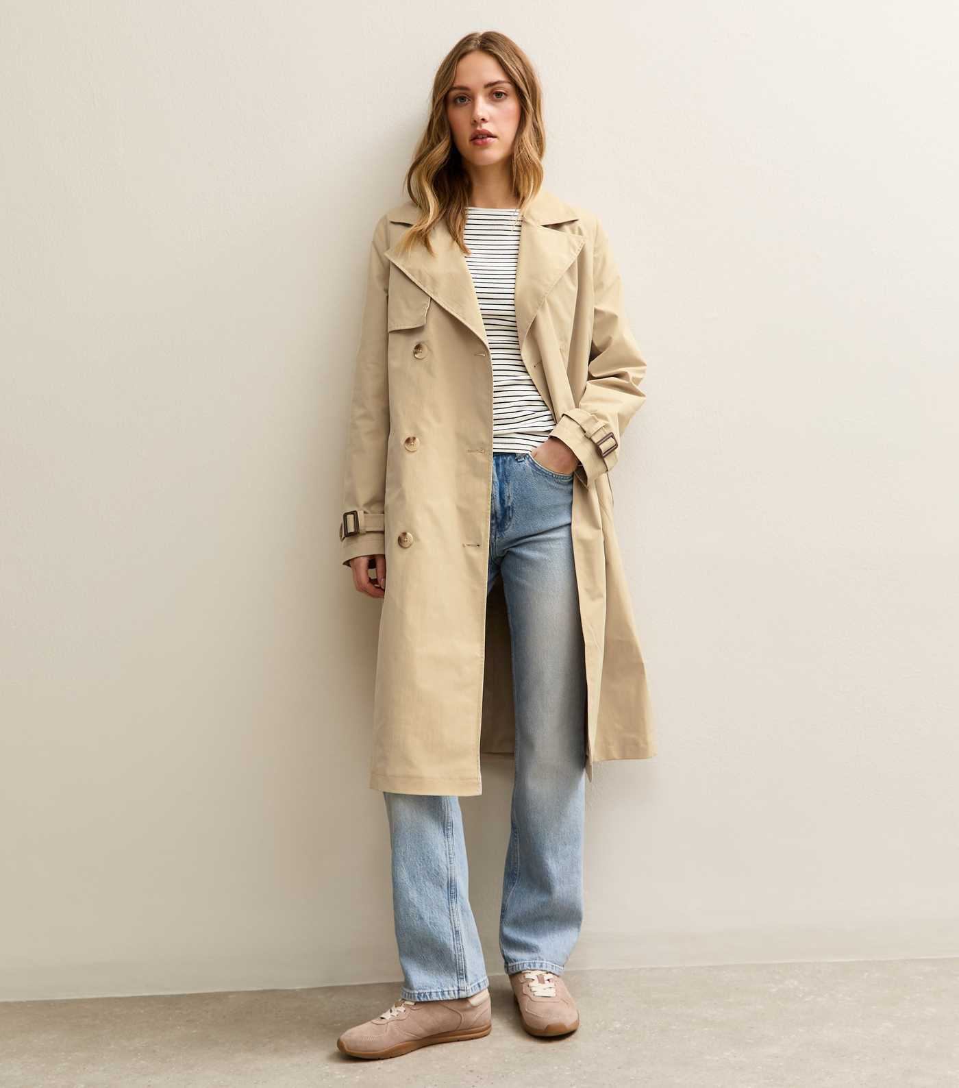 Stone Double Breasted Trench Coat | New Look | New Look (UK)