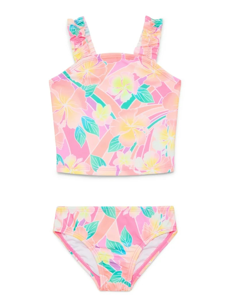 Wonder Nation Baby and Toddler Girl Ruffle Tankini Swimsuit, 2-Piece, Sizes 12M-5T | Walmart (US)