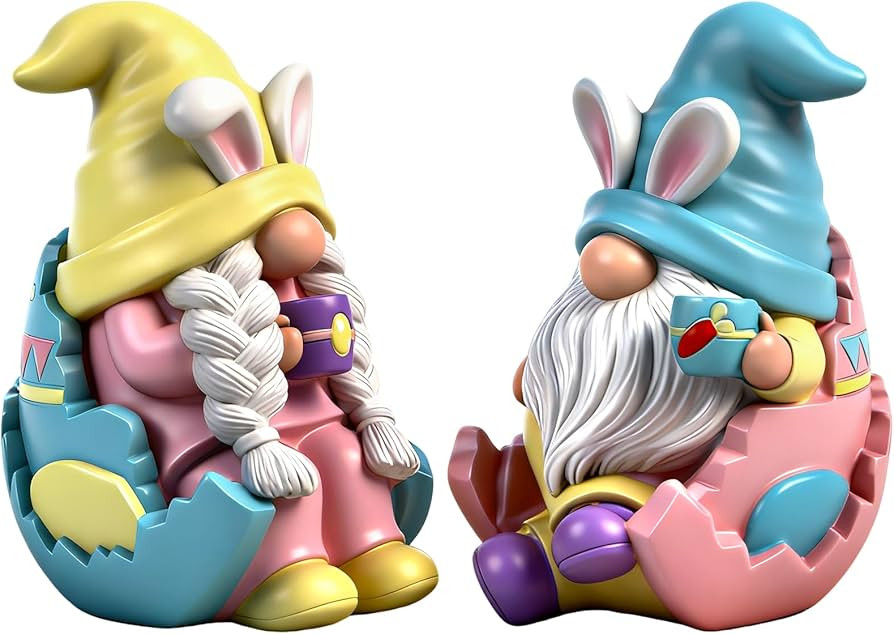 Easter Gnomes Decor 2 PCS Bunny Resin Decorations Spring Tabletop Figurines Indoor Holiday Collec... | Amazon (US)