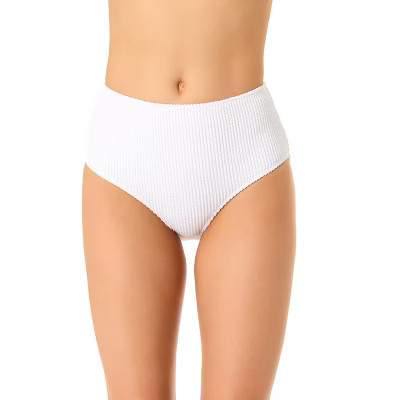 Anne Cole Women's Live In Color Textured High Waist Swim Bottom - White-M | Target