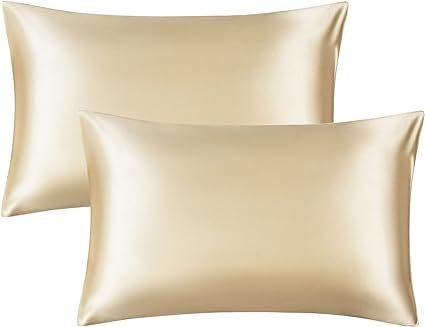 Bedsure Satin Pillowcase for Hair and Skin Queen -Gold Silk Pillowcase 2 Pack 20x30 inches - Sati... | Amazon (US)