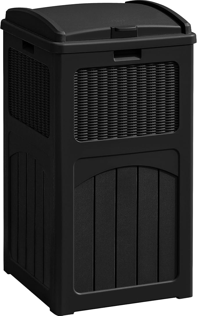 Greesum 33 Gallon Outdoor Trash Can with Lid, Waterproof Resin Garbage Bin for Hideaway, Deck, Pa... | Amazon (US)