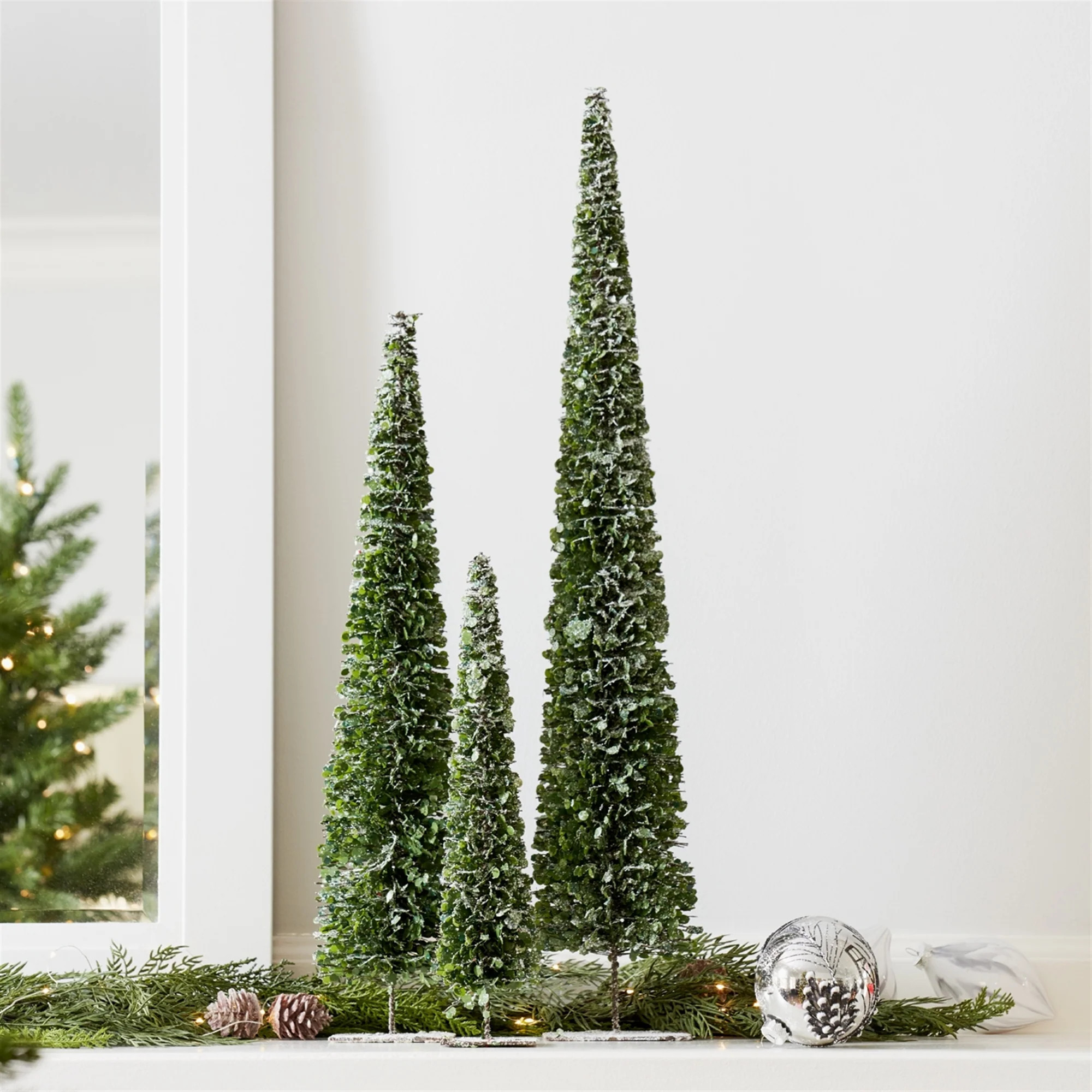 PVC Bottle Brush Design Pine Tree Décor with Stand, Set of 3 | Pier 1