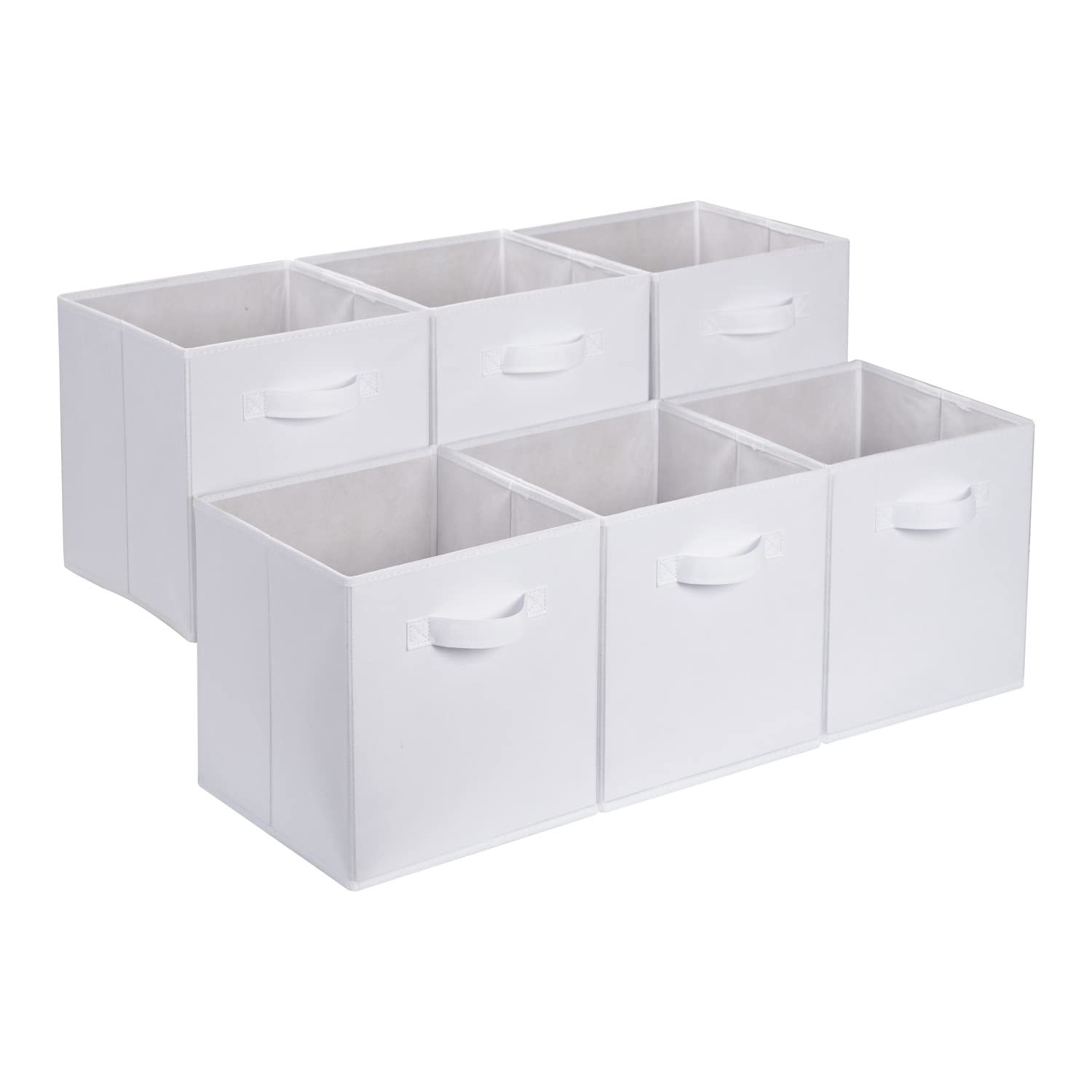 Amazon Basics Collapsible Fabric Storage Cubes Organizer with Handles, Sturdy, White, 10.5-x-10.5... | Amazon (US)