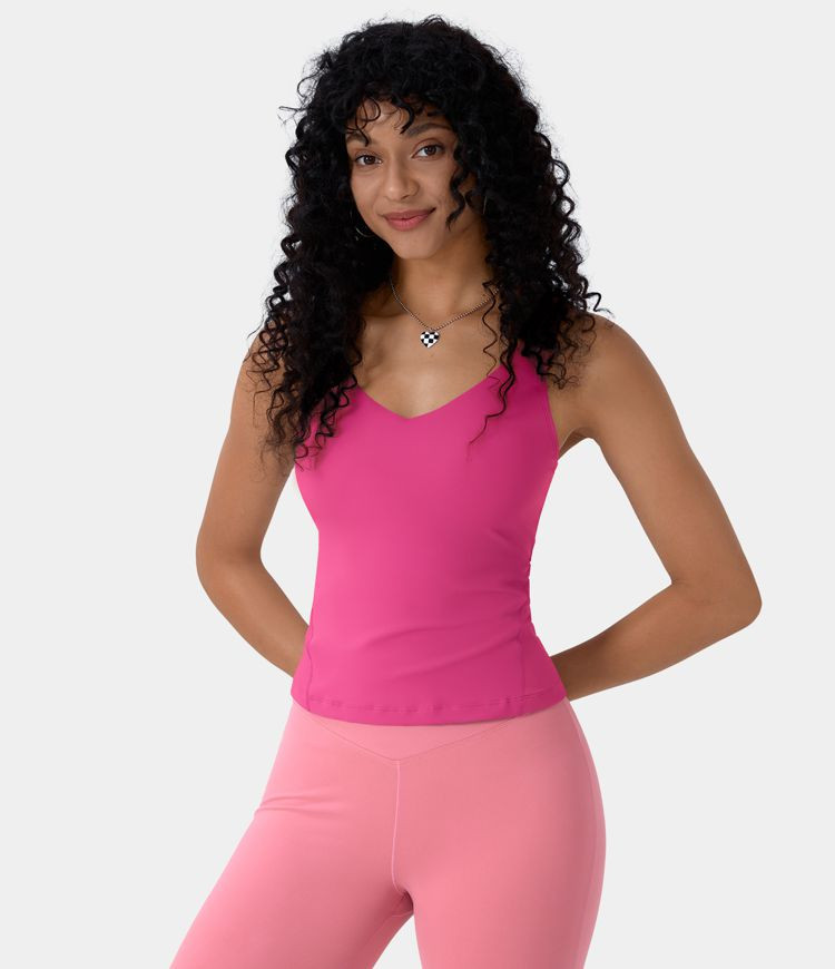 Women’s Softlyzero™ Plush Padded V Neck Plain Tank Top - Halara | HALARA