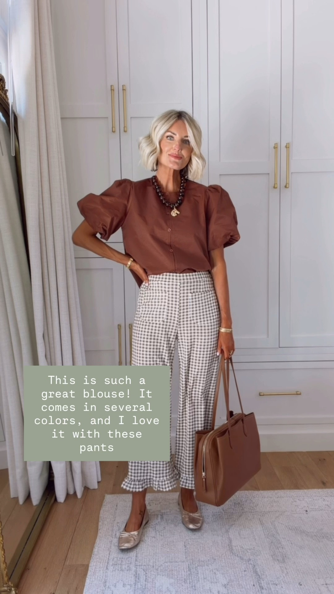 This brown blouse is going to be perfect going into pre fall! Love it styled with these gingham pants - both top & pants are Amazon! 👏🏼 Wearing S! 

Loverly Grey, Amazon, workwear, teacher outfits, affordable workwear, back to school

#LTKSeasonal #LTKWorkwear