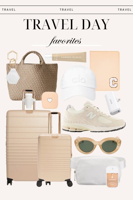Travel day favorites! 
Tote bag, travel must-haves, sneakers, sunglasses, passport cover, lipgloss, Stoney clover lane pouches, Beis suitcase, carryon luggage, phone charger, cup holder 

#LTKfindsunder100 #LTKtravel #LTKitbag