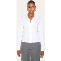 White Fitted Long Sleeve Shirt | PrettyLittleThing US