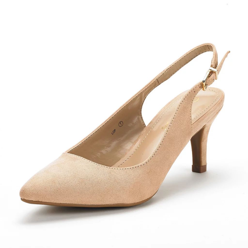 DREAM PAIRS Women's Low Heel Slingback Comfort Work Casual Dress Pump Shoes LOP SIZE 7.5 NUDE/SUE... | Walmart (US)