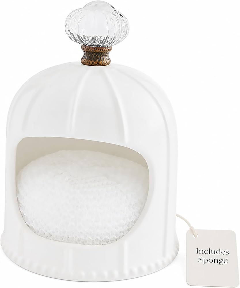 Mud Pie Sponge Caddy, Ceramic Door Knob, 6 1/2" x 4 1/2", White | Amazon (US)