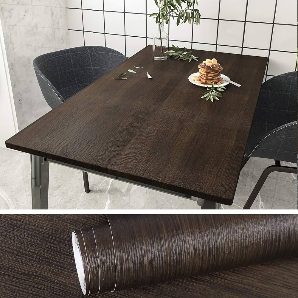 VEELIKE Dark Brown Wood Contact Paper Peel and Stick Wood Wallpaper 32''x118'' Thick Wood Grain C... | Amazon (US)