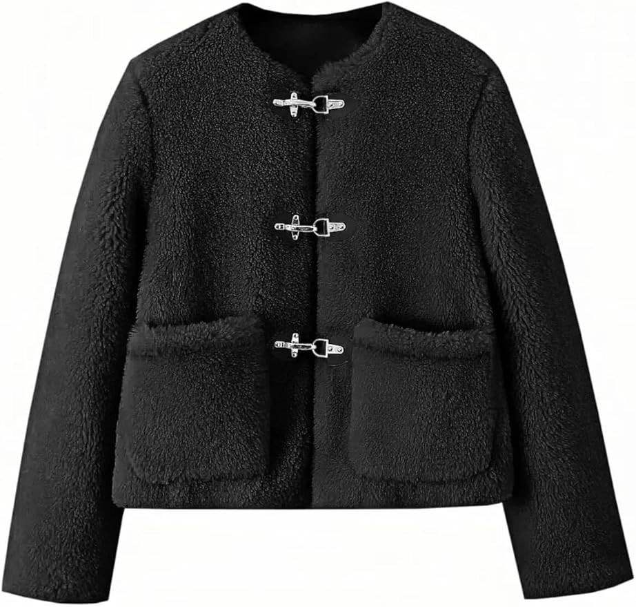 Tankaneo Womens Sherpa Fleece Jackets Long Sleeve Faux Fur Winter Warm Fuzzy Coats with Pockets | Amazon (US)