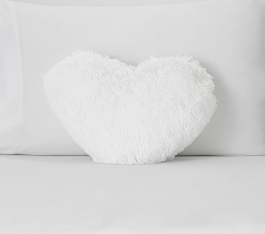 Fluffy Lux Fur Heart Recycled Pillow | Pottery Barn Kids