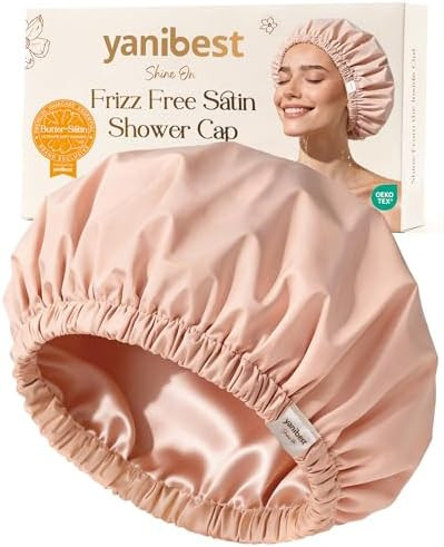 Yanibest Satin Lined Shower Cap for Women Reusable Waterproof, Frizz Free & Large Bath Cap with S... | Amazon (US)