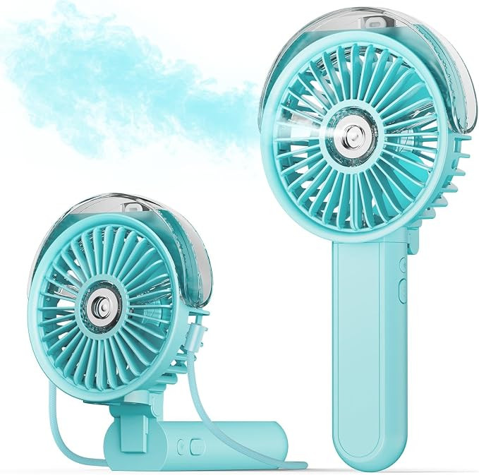 SWEETFULL Portable Misting Fan - 180° Foldable Handheld Personal Fan with Mist Spray, 3 Speeds, ... | Amazon (US)