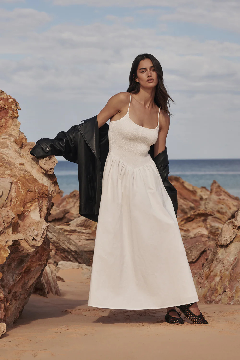 MILANO WHITE COTTON MIDI DRESS | DISSH