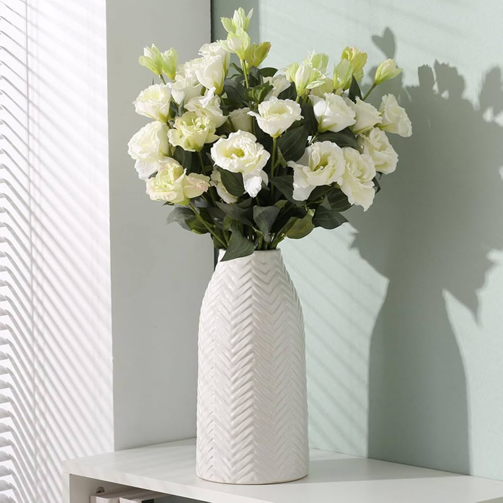 hjn Ceramic Vase for Home Decor White Vase for Flowers, Morden Table Vase, Boho Vase for Decor Ac... | Amazon (US)
