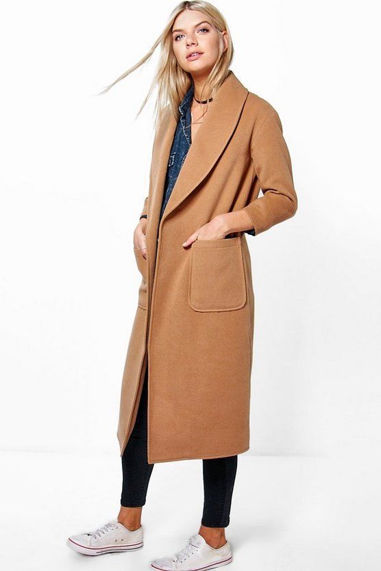 Emilia Shawl Collar Robe Duster Coat | Boohoo.com (US & CA)