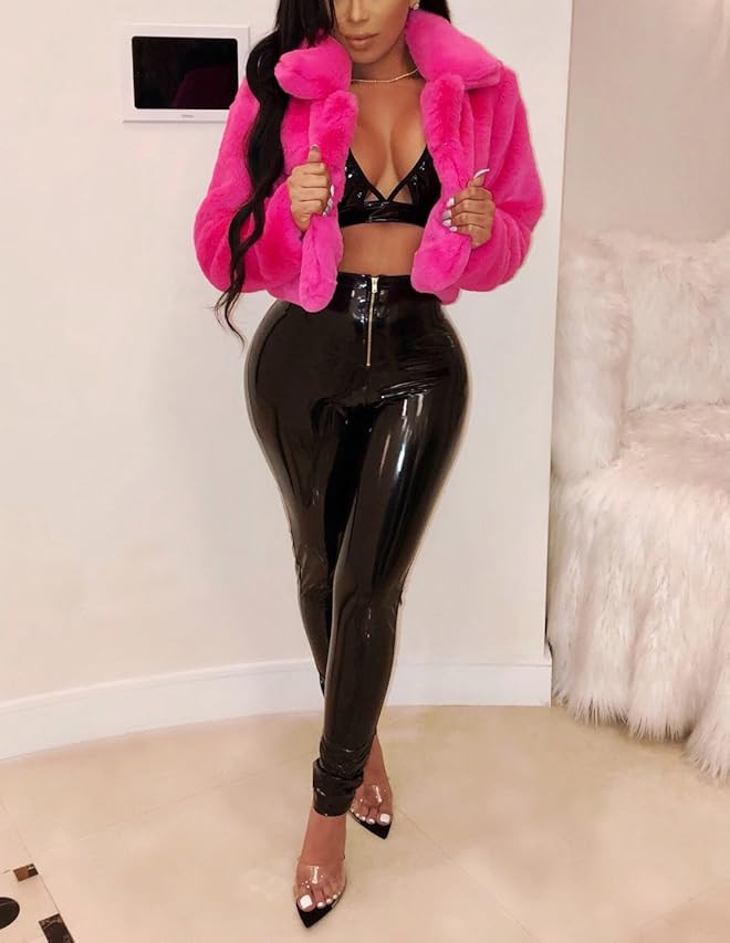 Ophestin Women Solid Color Long Sleeve Shaggy Lapel Faux Fur Coat Short Jacket Outwear Warm Winte... | Amazon (US)