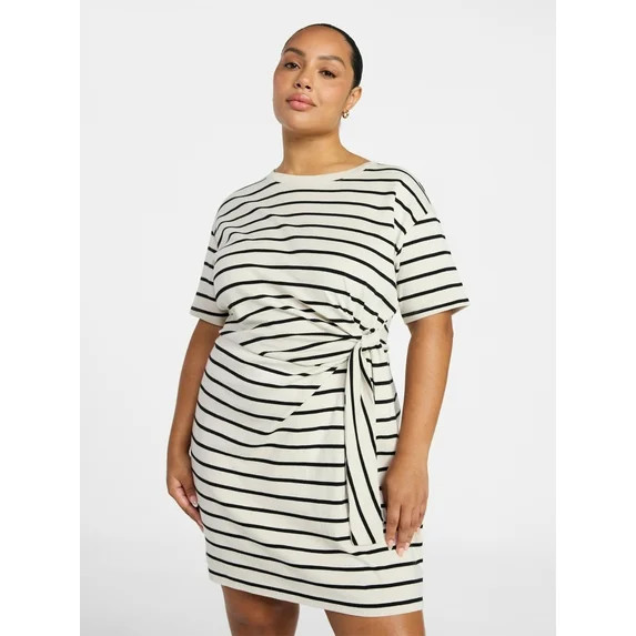 Terra & Sky Women’s Plus Front Twist Dress with Short Sleeve, Size 0X-5X | Walmart (US)