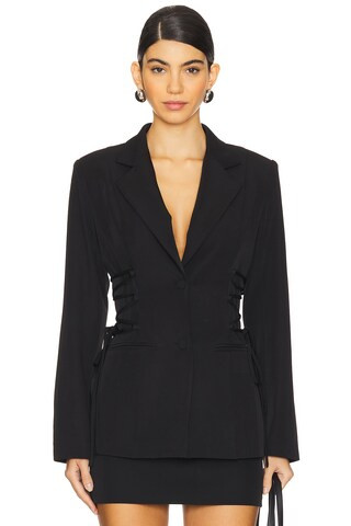 superdown Jennifer Lace Up Blazer in Black from Revolve.com | Revolve Clothing (Global)