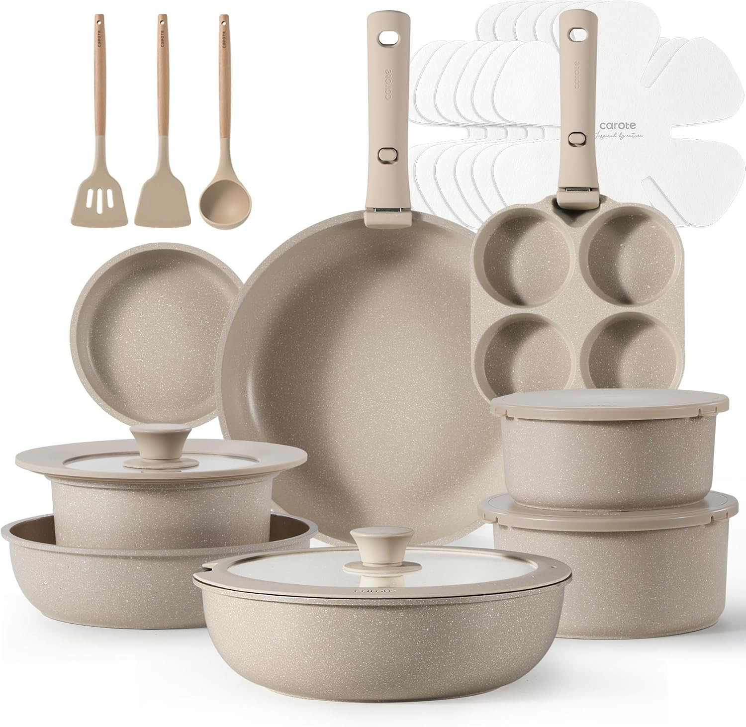 CAROTE 23pcs Detachable Handle Pots and Pans Set, Nonstick Cookware Set, Removable Handle Pots an... | Amazon (US)