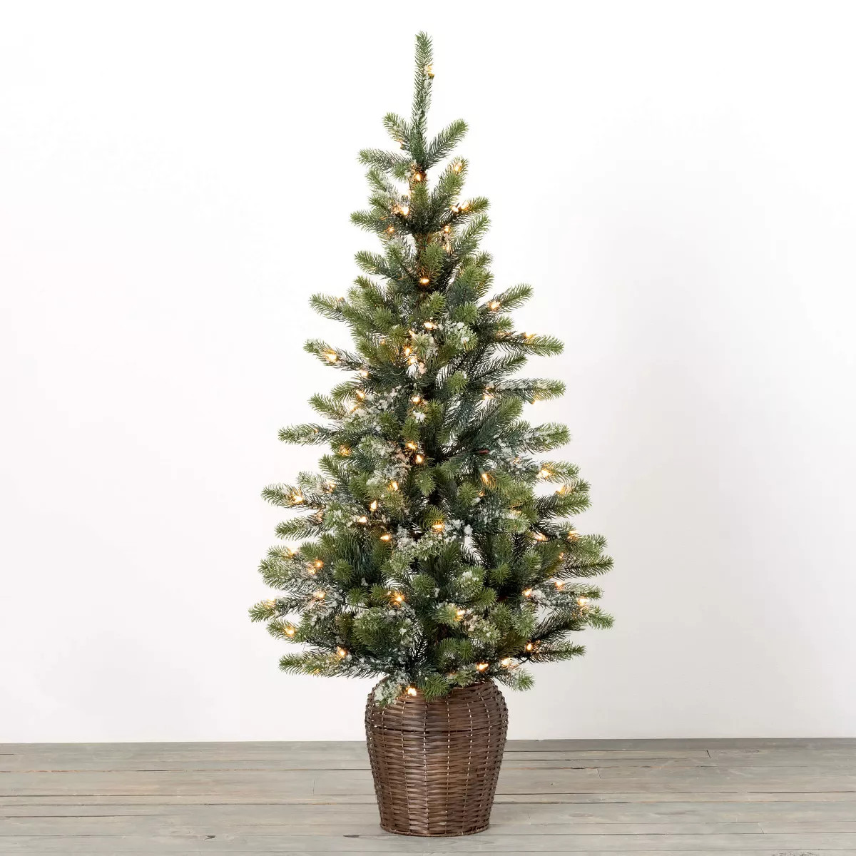 4.5' Sullivans Potted Lit Iced Pine Tree  Green | Target