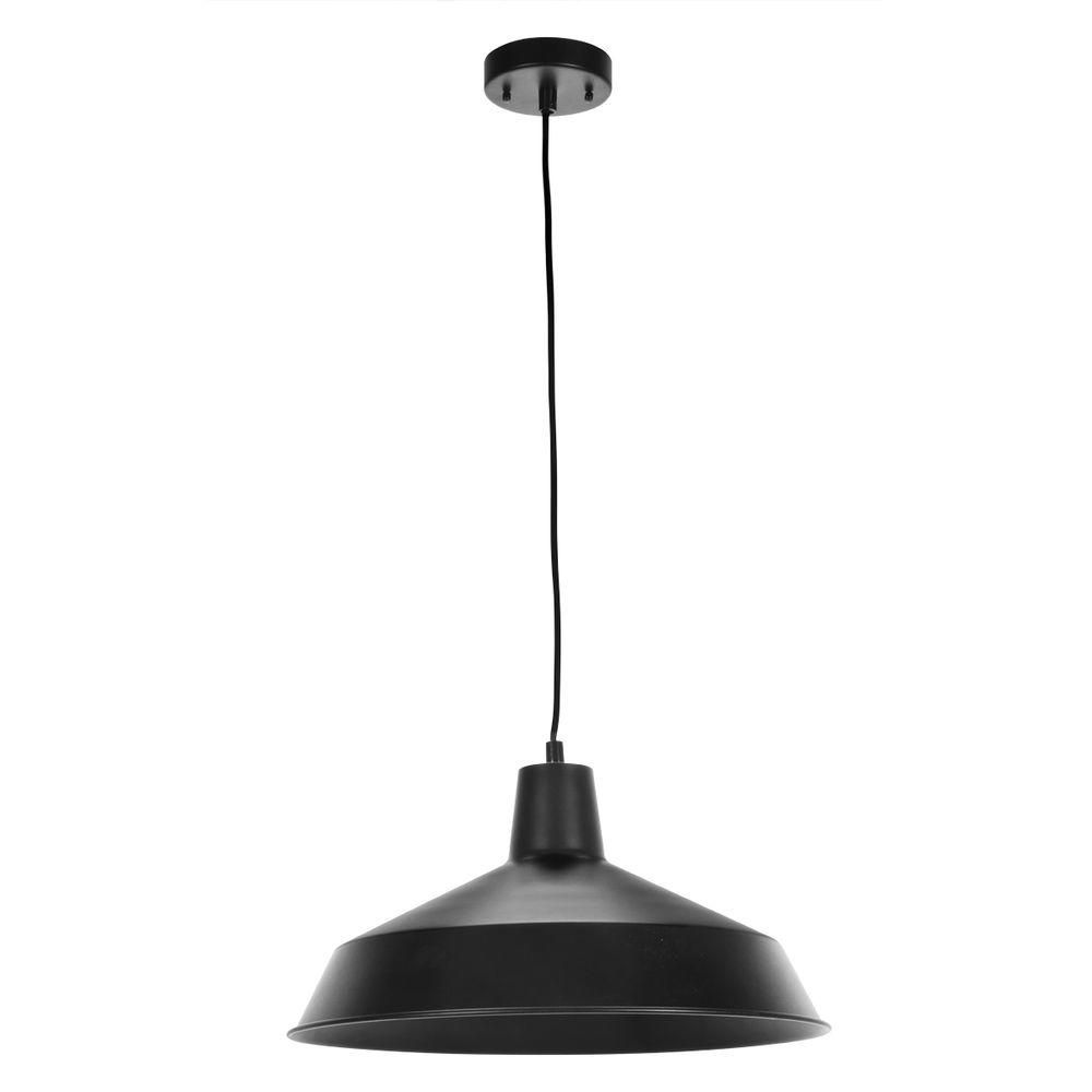 1-Light Matte Black Barn Light Pendant | The Home Depot