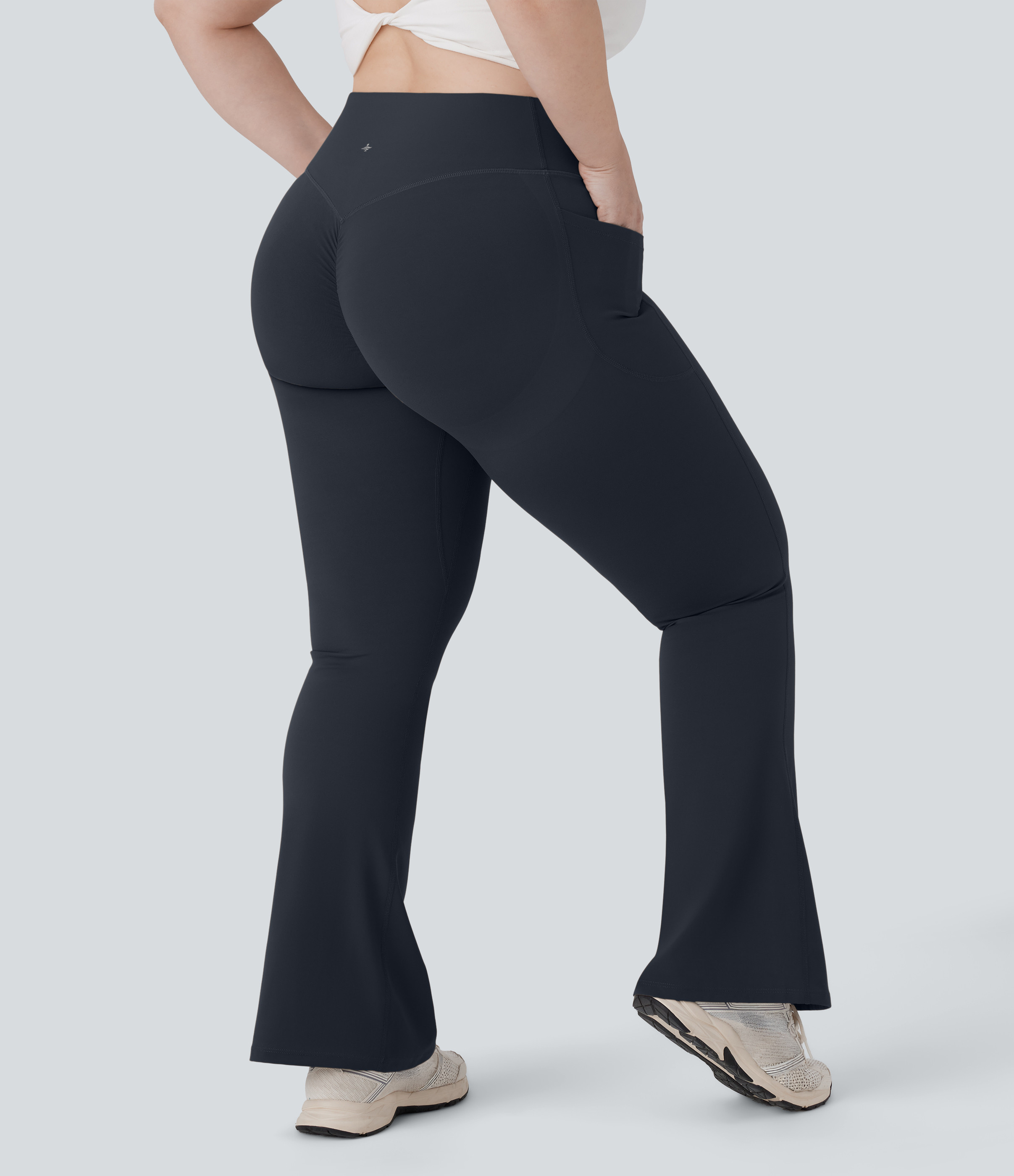 Halara Halara UltraSculpt™ SoCinched High Waisted Scrunch Butt Lifting Tummy Control Pocket Shaping Yoga Bootcut Plus Size Leggings - Carbon - 2X(regular) | HALARA