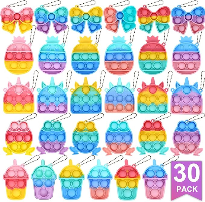 Mini Push Pop Bubble Fidget Toy,Keychain Bubble Pop Desk Toy,Fidget Keychain Relieve Anxiety Stre... | Amazon (US)
