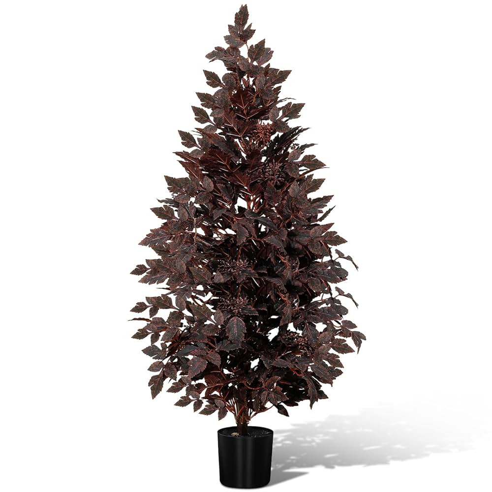 1 Pack 4ft Fall Plum Artificial Cimicifuga Stems Seeded Plant Tree Thanksgiving Ficus Leaf Tree P... | Amazon (US)