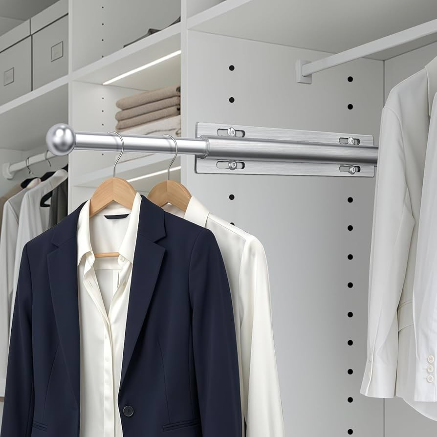 Valet Rod for Closet Pull Out, 12" Aluminum Valet Heavy Duty Closet Valet Rod, Adjustable Retract... | Amazon (US)